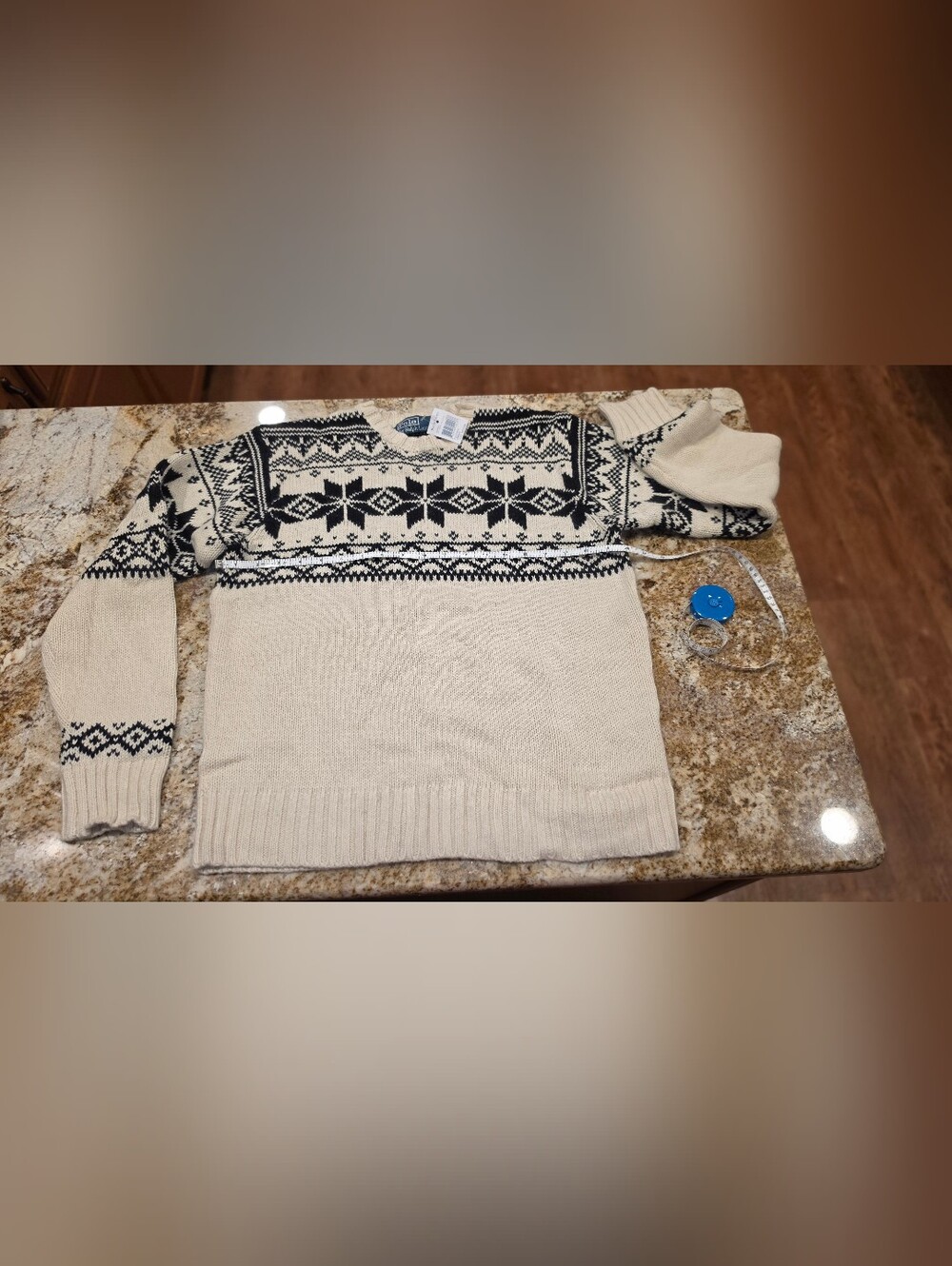 Polo by Ralph Lauren Cream and Black Fair Isle Crewneck Pullover